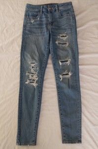 American Eagle Hi Rise Jegging Jeans Super Stretch X Distressed Womens 2 Short
